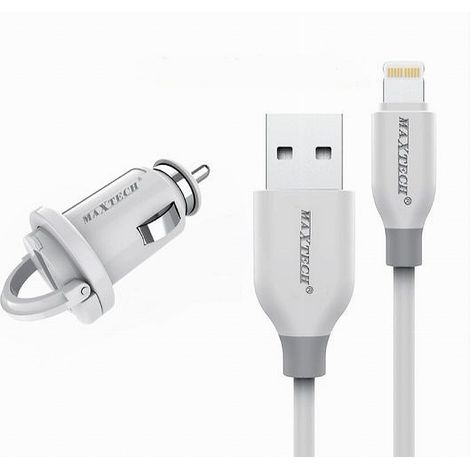 Trade Shop - Kit Caricabatterie Lightning 1mt Ricarica Auto Cavo Dati 10 Watt Maxtech Ma-ip03 - (1/3)