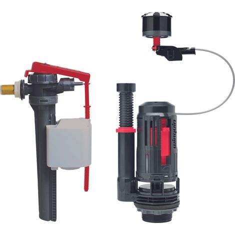 Wirquin Pro – Ensemble double chasse FLEXIFLOW 3/6 L à câble – Robinet flotteur latéral JOLLYFILL – Compatible réservoirs standards – Installation facile (1/5)