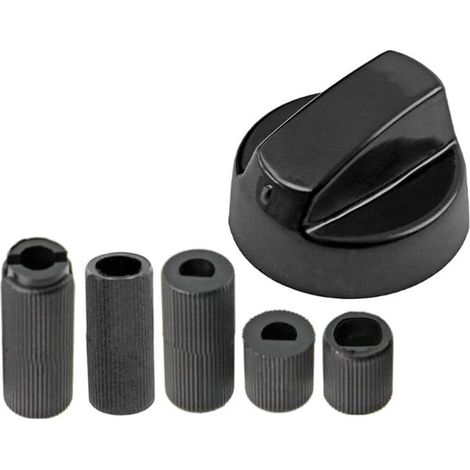 Bouton de four noir universel avec 5 adaptateurs