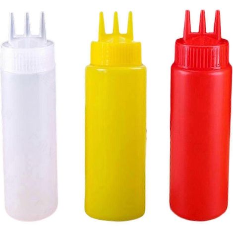 Lot de 3 flacons à ketchup rechargeables multicolores-650ml (1/5)