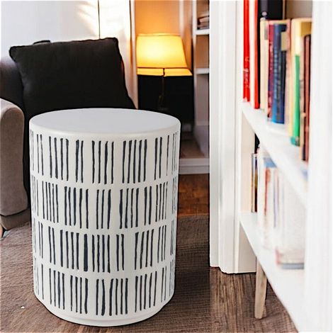 Table d'appoint ronde manguier blanc et noir NOVA (1/2)