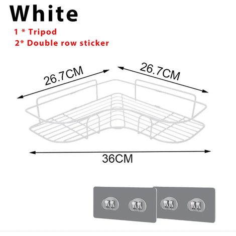 (Triangle blanc B) Étagère de rangement pour salle de bain, étagère d'angle sans perçage, support mural pour douche, organisateur d'accessoires de salle de bain, shampoing (1/5)