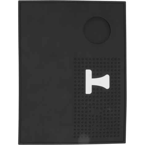 Tapis à café en silicone noir, très flexible et portable, avec dos poli, idéal pour les cafés et les cuisines.
