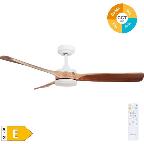 Deckenventilator "Misstreta" mit dimmbarem LED-Licht und Fernbedienung (40W 3CCT 1534lm) Weiß und Holzoptik
