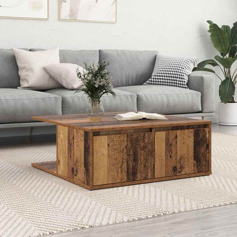 Couchtisch mit Schubladen Altholz 80 x 80 x 31 cm Holzwerkstoff