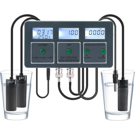 Medidor de calidad del agua 8 en 1, WiFi, pH/ORP/EC/Salinidad, Acuario (1/5)