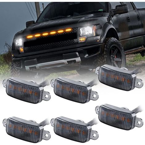 6 LED 18W feux d'avertissement de calandre avant de voiture ambre feux de jour DRL lampe de couverture de pare-chocs avant adaptée pour SUV 2014-2020 étanche (1/5)