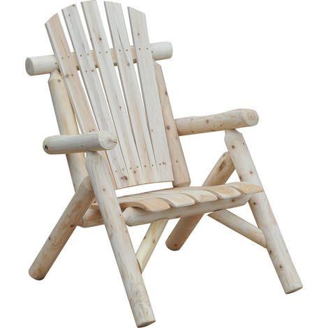 Adirondack Stuhl wetterfest Adirondack Chair aus Holz Outdoor Gartenstuhl mit Hoher Rückenlehne und Armlehnen Balkonstuhl Gartensessel für Garten, Terrasse  Balkon 83 x 68 x 101 cm Natur