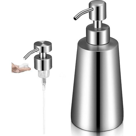 400 ml distributeur de savon liquide 304 bouteille de désinfectant pour les mains en acier inoxydable salle de bain cuisine bouteille de lavage des mains-Ensoleillé (1/5)