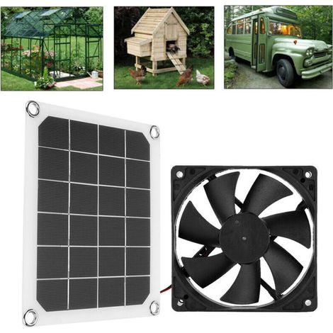 Solarventilator, 6V 10W IP65 wasserdichter, solarbetriebener Abluftventilator für den Außenbereich mit USB-Ladefunktion für Hühnerstall und Gewächshaus (1/4)
