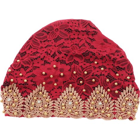 Muslim Turban Hat Stylish Comfortable Breathable Multicolor Floral Design Stretch Head Wrap for Daily Use WorshipWine Red (1/5)