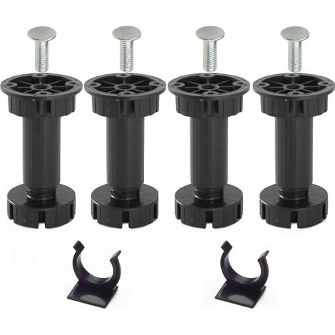 KIT PIEDI TONDI REGOLABILI 4 PEZZI Ø 28 - H. 150 MM. CON VITI E CLIP (1/2)