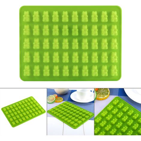 XL Silikon-Bärenform mit 50 Mulden für Kaugummi, Schokolade, Süßigkeiten und Eiswürfel – Flexible Bärenform, kreatives Tablett für Konfekt, Gebäck und Eiscreme (1/5)