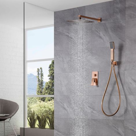 Imex -  Columna Ducha Empotrada con Grifo Oro Rosa Serie  Pisa