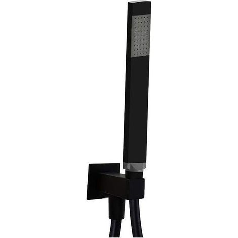 Paffoni Ringo West - Handbrauseset QUADRO, mit Halter und Schlauch, Schwarz matt ZDUP095NO
