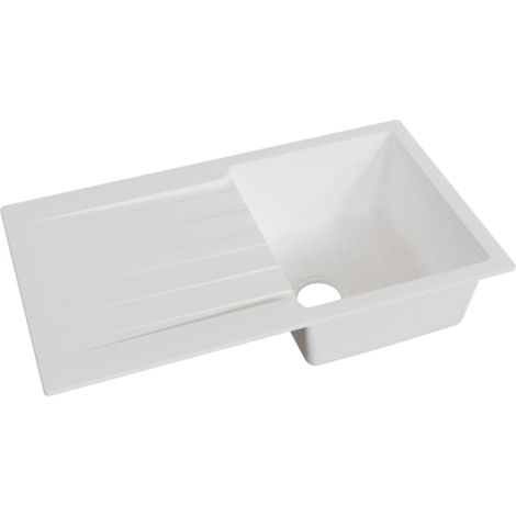 Évier RESIROC avec 1 bac + égouttoir 86cm - Blanc (1/3)