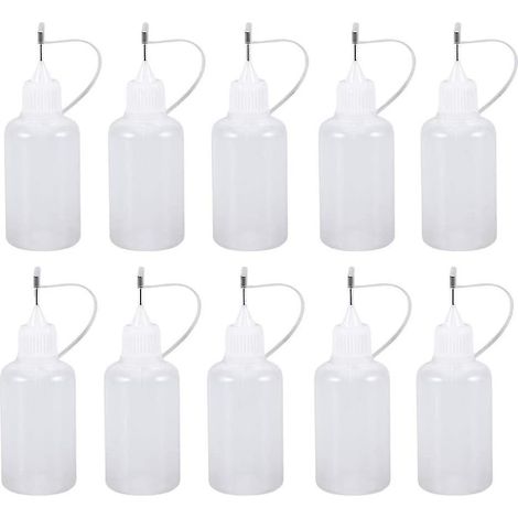 Lot de 10 flacons en plastique avec embouts de précision, flacons souples pour colle et peinture, 20 ml (1/5)