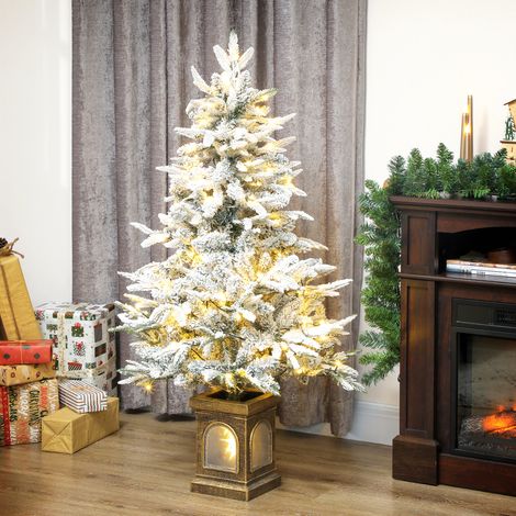 Árbol de Navidad artificial, con aspecto nevado, 100 LED, 8 modos, de plástico. (1/5)