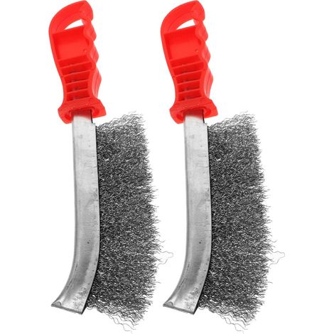 2 Pièces Brosse Métallique Rouge en Acier Inoxydable et Plastique pour Dérouiller Fil Résistant, pour Décontamination et Nettoyage Industriel (1/5)
