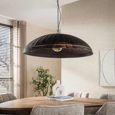 Suspension 1 lampe ronde 90x150 cm en métal vieilli brun