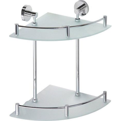 Sapho X-Round - Étagère murale double d'angle, verre/chrome XR604