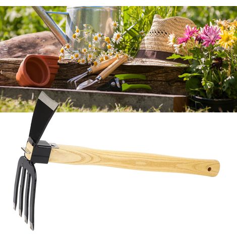 D203 Handgartengeräte Hacke und Bodenfräse Bodenfräse Hacke mit Holzgriff Landwirtschaftliche Hacke Gartengeräte Massivholzgriff zum Graben, Jäten und Pflanzen (1/5)