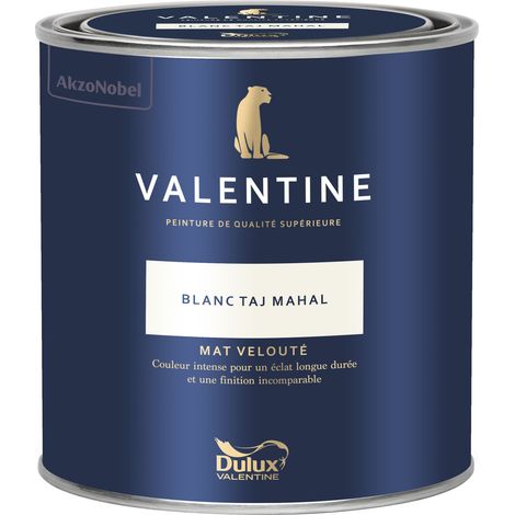 Dulux Valentine Peinture intérieure de haute qualité - Valentine - Couleur intense & pouvoir couvrant élevé - Mat Velouté Blanc Taj Mahal 0,5 L