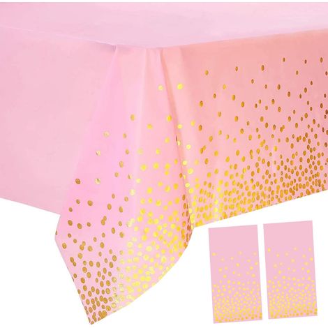 2 nappes jetables en plastique, à pois, rectangulaires, 137 x 274 cm, pour fêtes, mariages, anniversaires et restaurants (1/5)