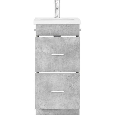 Meuble Vasque de Salle de Bain avec Lavabo Intégré, Style Béton Gris, 42 x 40 x 84,5 cm (1/5)