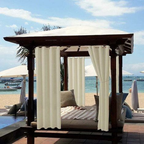 Waterproof outdoor curtain 132x213 cm – Polyester fiber fabric – Thermal blackout for pergola and gazebo – Sun protection (1/4)