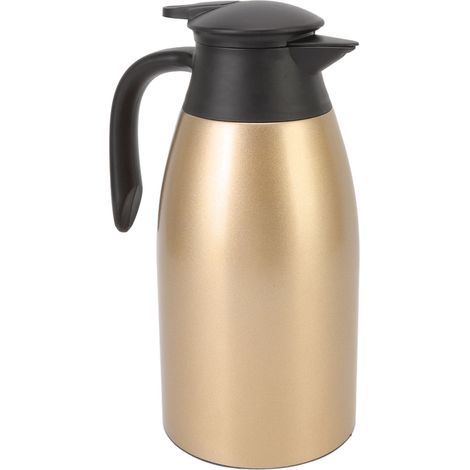 Théière isotherme en acier inoxydable 304, couvercle étanche, capacité 2 L, poignée de transport, nettoyage facile, distributeur de café isotherme doré