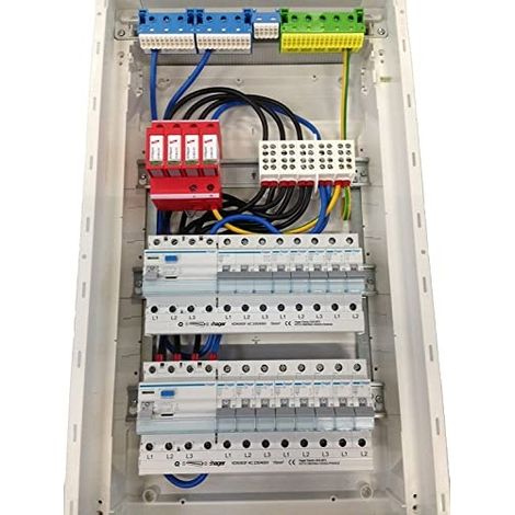 Hager – Parafoudre pour tableau électrique 4 rangées – Protection contre surtensions – Montage en saillie – Dimensions 640 x 305 x 96,5 mm