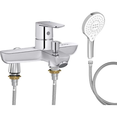 Mitigeur baignoire JACOB DELAFON July+ + pommeau de douche Metro signature + flexible de douche métal + colonnettes Idro'Flex (1/4)
