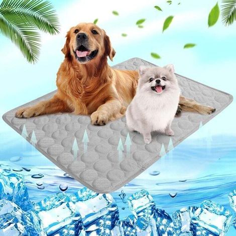 Tapis rafraîchissant pour chien et chat - Pour l'été - Auto-rafraîchissant - Lavable - Coussin rafraîchissant imperméable - Antidérapant - Confortable - Gris - M (60 x 50 cm) (1/4)