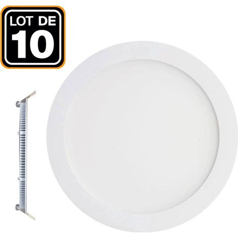 Europalamp – 10 spots encastrables LED 12W ronds extra-plats – Blanc chaud 3000K – IP20 – Pour montage dans faux plafonds – Alimentation AC85-265V (1/5)