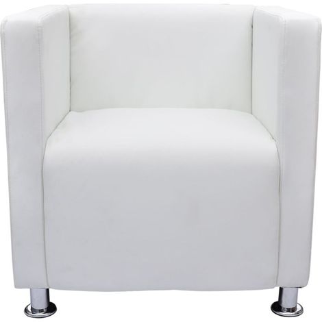 Poltrona sedia design lounge sedile club divano cubo lounge pelle sintetica bianca 1102023/3