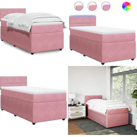 Boxspringbett mit Matratze Rosa 80x200 cm Samt - Boxspringbett - Doppelbett - Samtbett - Rosa Bett - Kinderzimmerbetten - Home & Living (1/5)