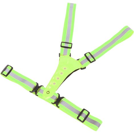 Gilet réfléchissant LED haute visibilité, élastique, imperméable, respirant, lumineux, pour la course à pied et le cyclisme (vert). (1/5)