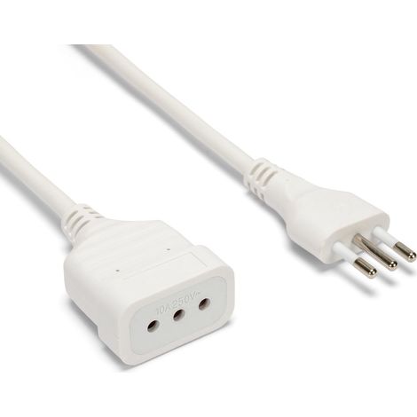Velamp Prolunga elettrica da 3 metri – Spina e presa piccola (10A) - Ideale per collegare gli apparati domestici – Colore bianco (1/5)