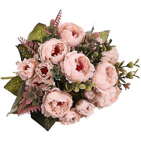 Bouquet de pivoines artificielles réaliste, haute simulation, ornemental, 9 têtesChampagne