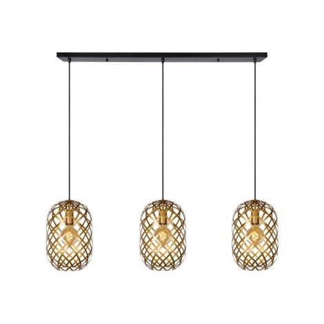 Lampada sospensione industriale oro Wolfram 3xE27 Lucide