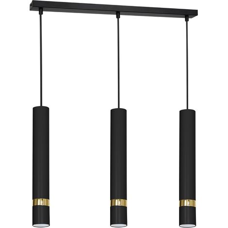 Suspension Reno Luminex 3xGU10 noir/or barre 60cm LED