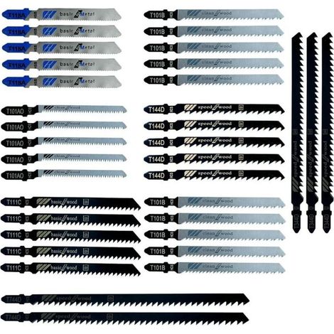 Professional 35 pièces Emmanchement T Jeu de lames de scie sauteuse Basic, pour Couper du Métal, Bois, T118A/T144D/ T101BR/T101AO/T111C/T744D/T344D, pour Panneau de Particules, Contre-plaqué (1/5)
