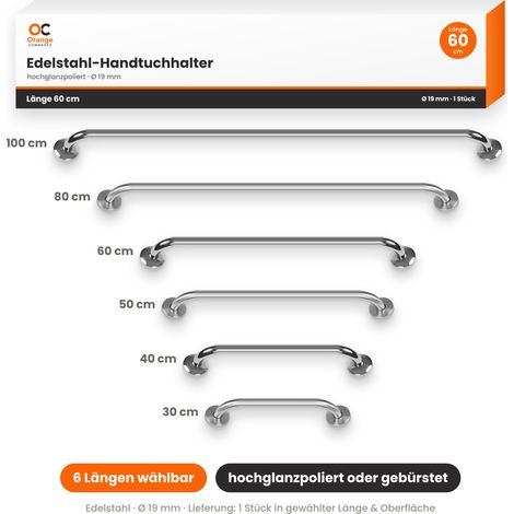 Edelstahl Handtuchhalter Chrom 50 cm Gebürstet (1/5)