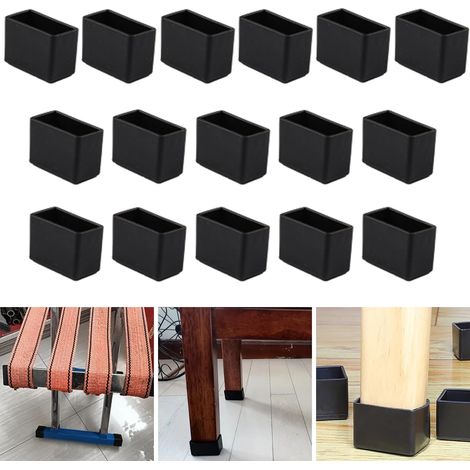 Lot de 16 protections rectangulaires en silicone pour pieds de chaise, 15 x 30 mm, capuchons de pieds de tabourets pour éviter les rayures sur le sol en bois dur (1/4)
