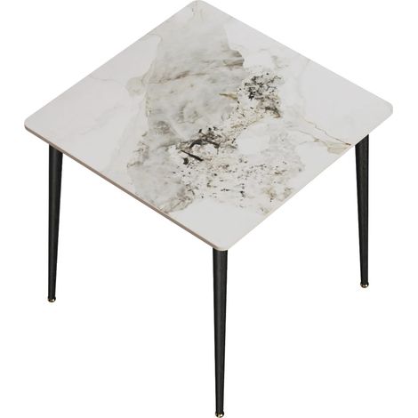Table à manger, design moderne minimaliste, matériaux durables, Blanc et Émeraude (1/2)