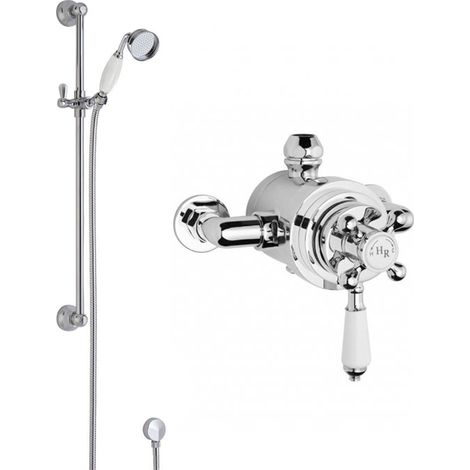 Hudson Reed Traditional Dual Exposed Shower Valve with Slider Rail Kit - Chrome