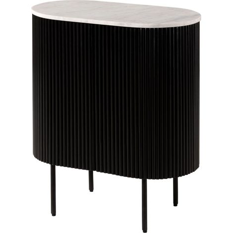 Comò in legno di Mango 65x38x76 Laccato nero - marmo bianco BARCELONA 115