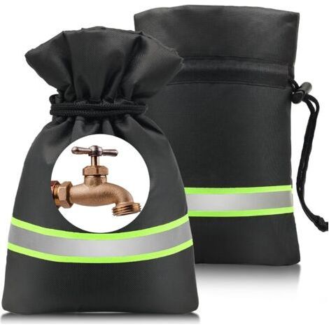 Housse de Robinet, Couvercle Robinet, Protège Robinet pour l Hiver, Protection Robinet Exterieur Gel Noir,two items avec Bandes Réfléchissantes(16x24cm) (1/4)