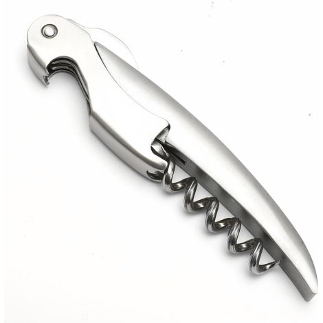 VinoLux Series Tire-bouchon en acier inoxydable avec coupe-capsule dentelé et décapsuleur, finition polie et pochette en tissu
